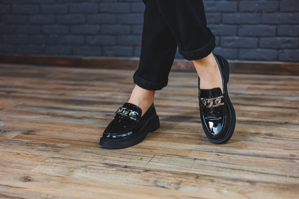 femme mocassin noir